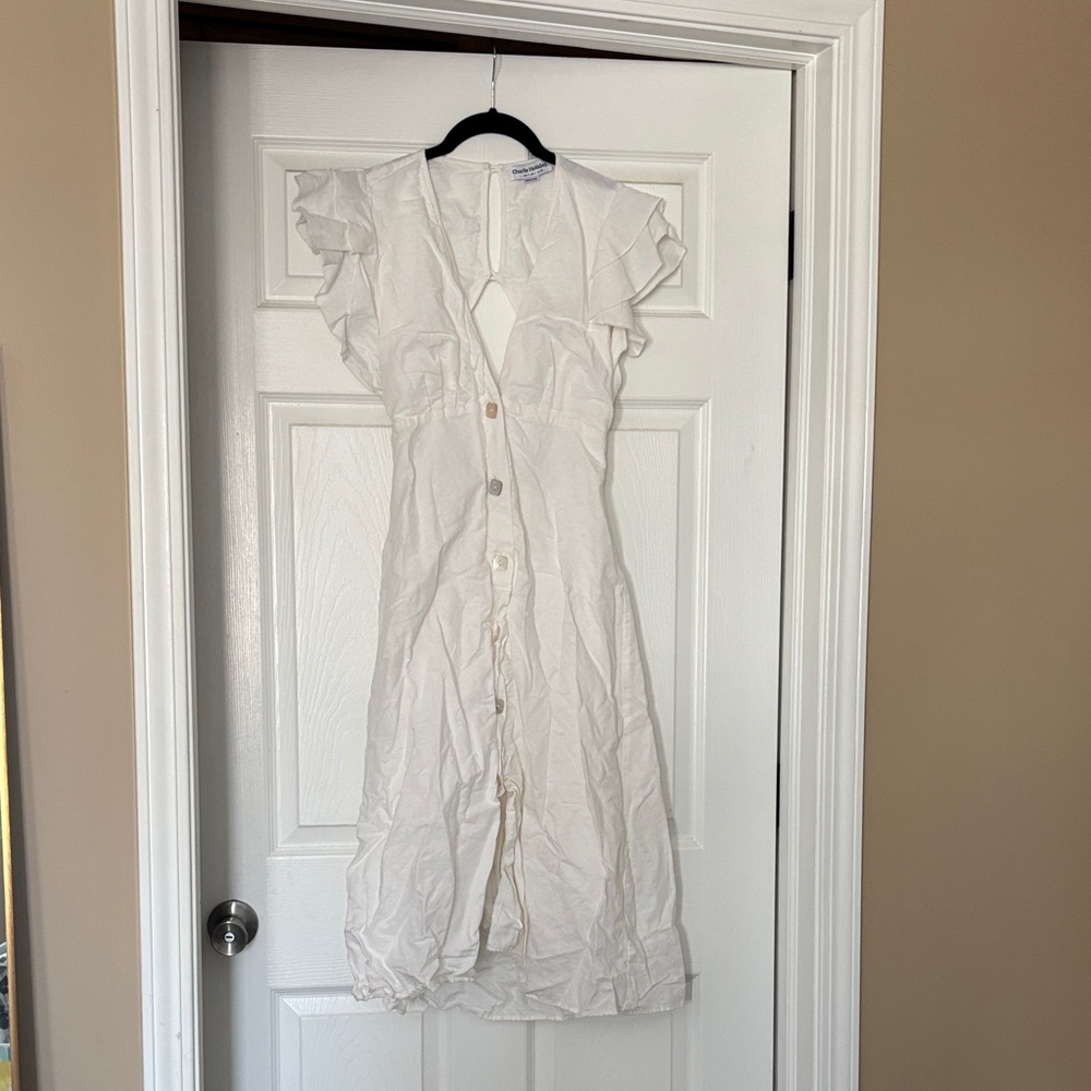 Charlie Holiday Cream Button-Down Midi Dress